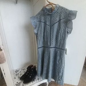 Altar'd State Dusty Blue Lace Dress